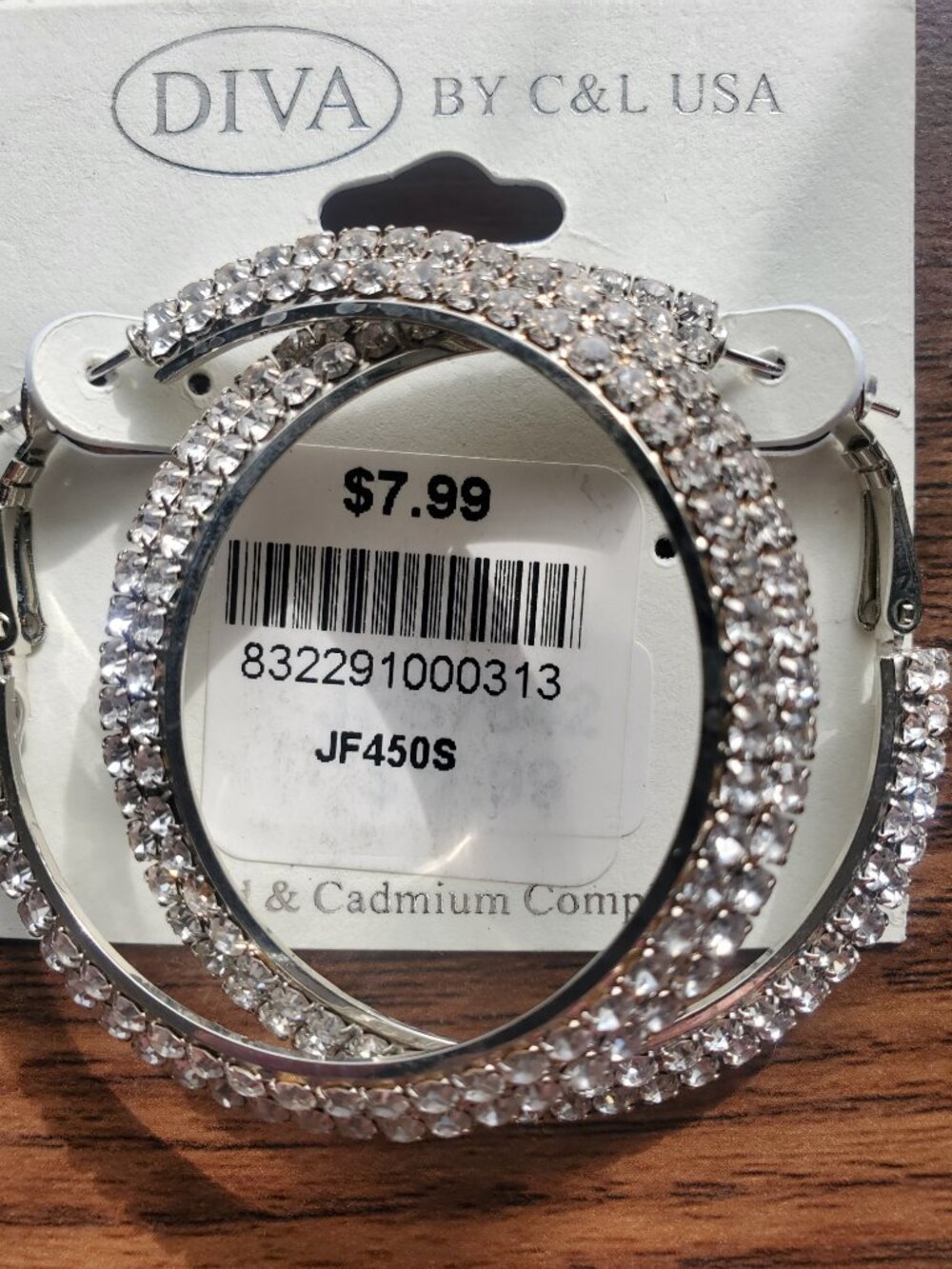 Silver Rhinestone Hoops - Picture 3 of 3